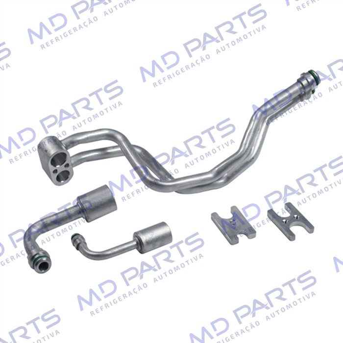 Conector Duplo de Saida do Evaporador Fiat Palio Fire com Válvula Original - Alumínio