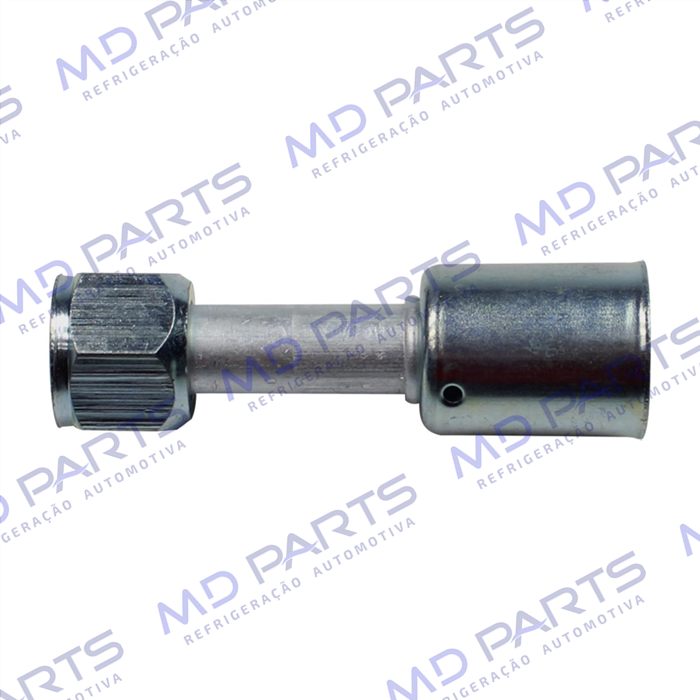 Conexão Flare Reta Fêmea 10mm Aluminio c/Clip