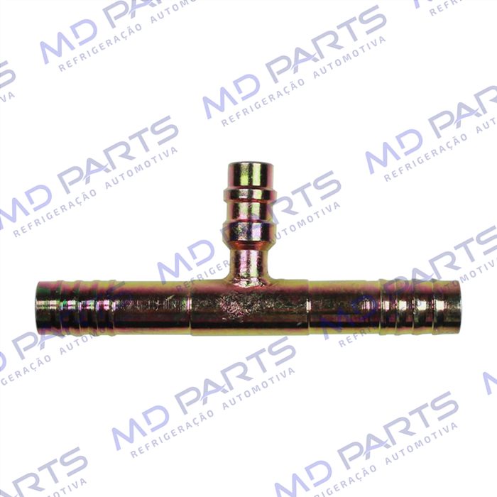 Emenda 10mm Aço c/ Válvula de Serviço R134a s/ Clip