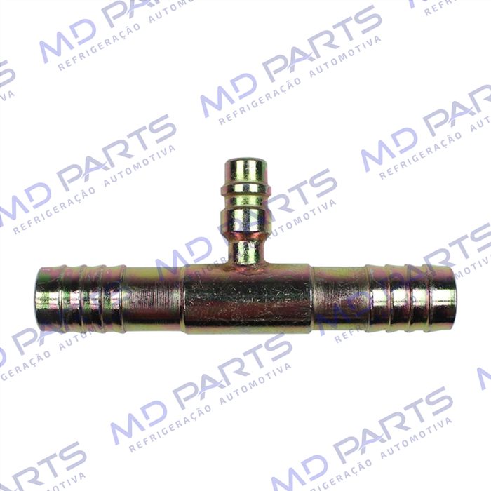 Emenda 12mm Aço c/ Válvula de Serviço R134a s/ Clip