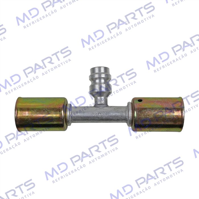 Emenda 08mm Aluminio c/ Válvula de Serviço R134 c/ Clip