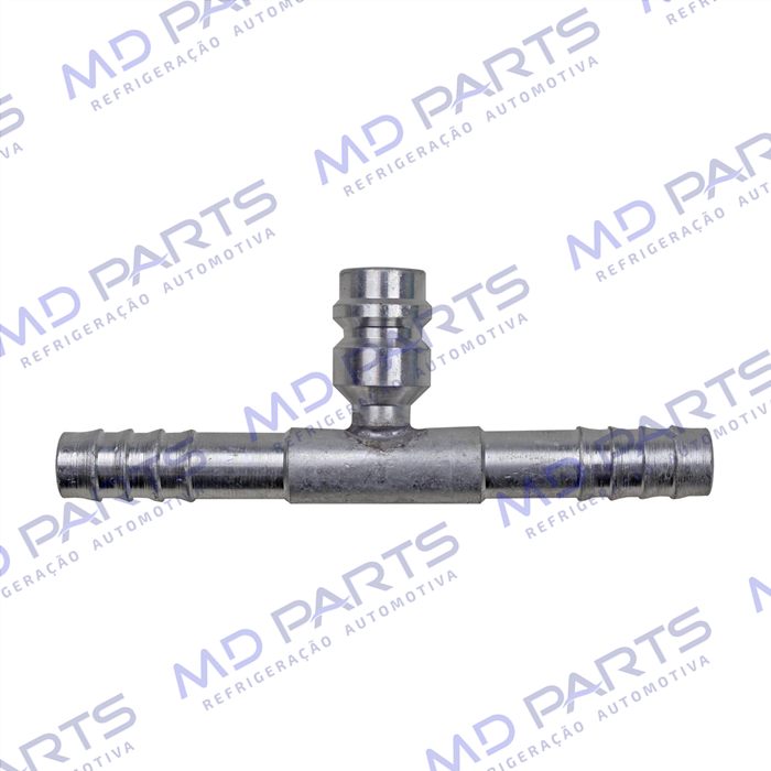 Emenda 08mm Aluminio c/ Válvula de Serviço R134a s/Clip