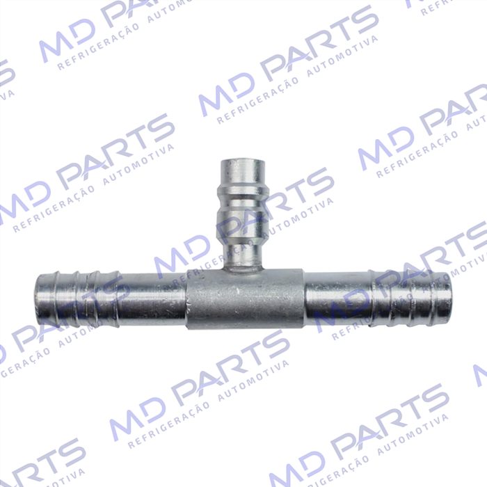 Emenda 10mm Alumínio c/ Válvula de Serviço R134a s/ Clip