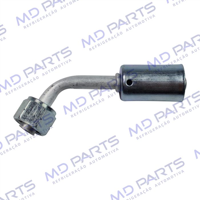 Conexão Radial 45º Fêmea 06mm Aluminio c/ Clip R134a