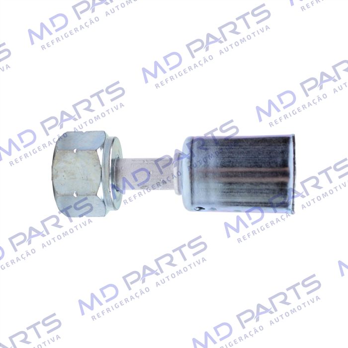 Conexão Radial Reta Fêmea 08mm Aluminio c/ Clip Universal R134a