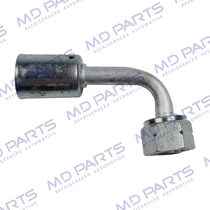 Conexão Radial 90º Fêmea 08mm Aluminio c/ Clip R134a