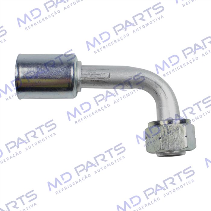 Conexão Radial 90º Fêmea 10mm Aluminio c/Clip R134a