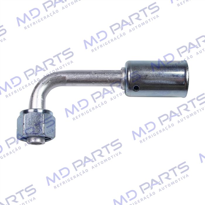 Conexão Radial 90º Fêmea 06mm Aluminio c/Clip R134a