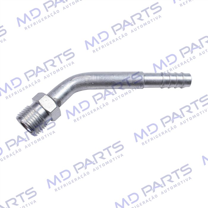 Conexão O´ring 45º Macho 08mm Aluminio Fixo s/ Clip