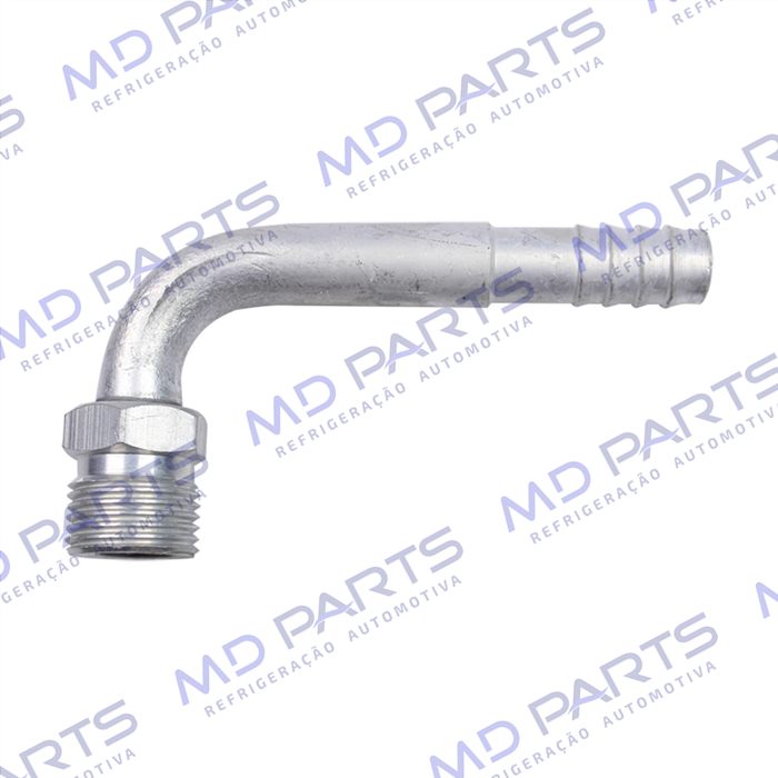 Conexão O'ring 90º Macho 10mm Aluminio Fixo s/ Clip