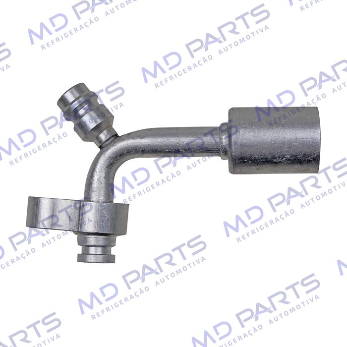 Conexão Block Fitting 90º 08mm Aluminio c/Engate R134a Compressor / Condensador