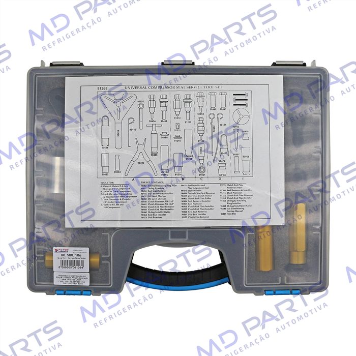 Caixa Ferramenta Saca e Instala Selo e Polia para Compressor Harrison Denso 6P148 York Sanden 507/508/510