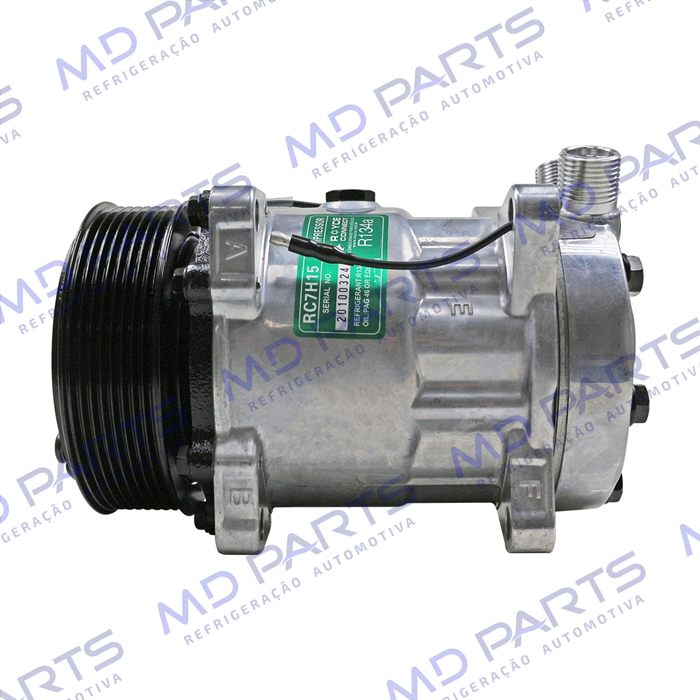 Compressor Modelo AA7H15AA Máquina New Holland 8 Orelhas - 12 Volts Polia 8pk 119mm R134a