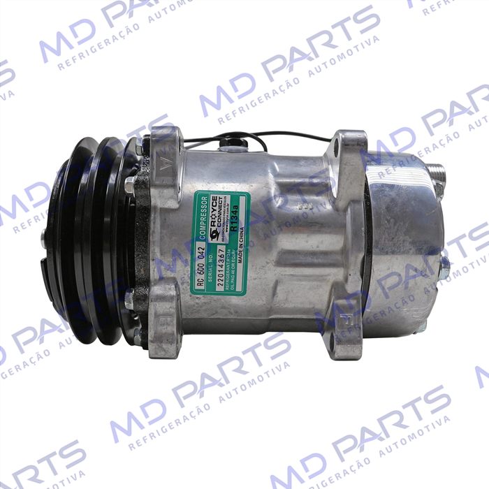 Compressor Modelo AA7H15AA Máquina New Holland R134a 8 Orelhas Descarga / Sucção Traseira O'ring - 12 Volts Polia 2A 132mm