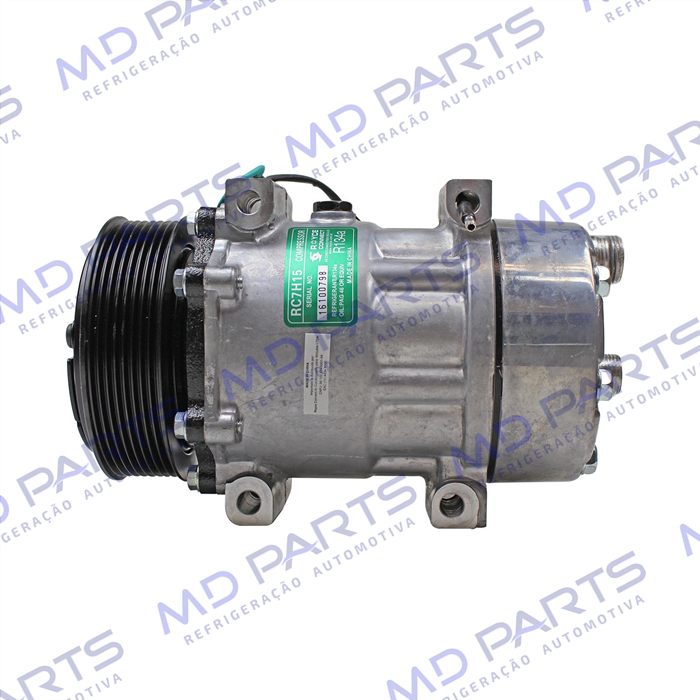 Compressor Modelo AA7H15AA Parafuso Passante Descarga/Sucção Traseira O'ring - 24 Volts Polia 8pk 119mm