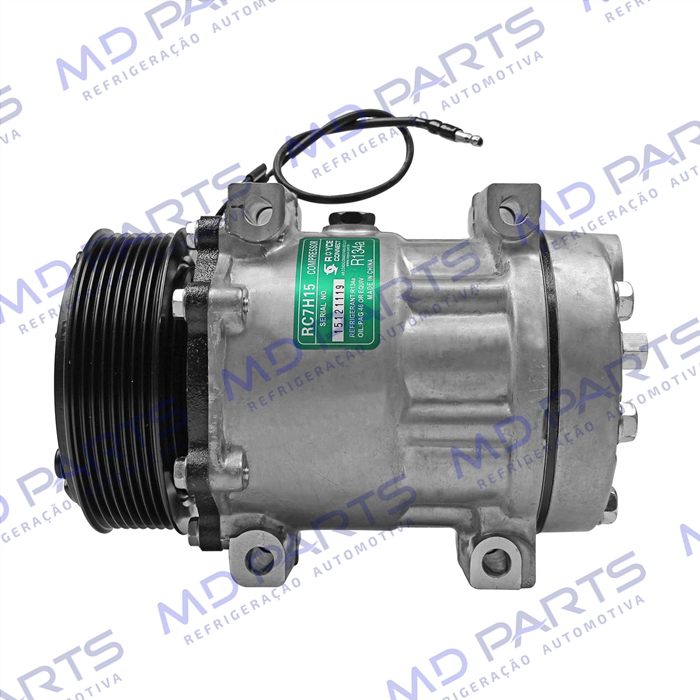 Compressor AA7H15AA Parafuso Passante Descarga/Sucção Traseira Engate - 12 Volts Polia 8pk 119mm