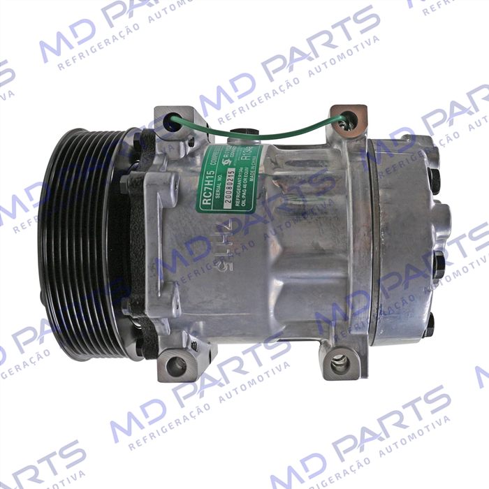 Compressor Modelo AA7H15AA Caminhão Volvo NH/FH/FM 1998 Até 2007/ Caminhão VM 2008 Até 2022/ Máquina Volvo - 24 Volts Polia 8pk 132mm
