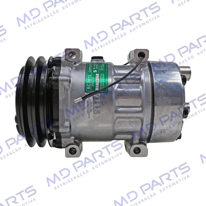 Compressor Modelo 7H15 Caminhão Kalmar Parafuso Passante Descarga e Sucção Traseira O´ring - 12 Volts Polia 2A 132mm