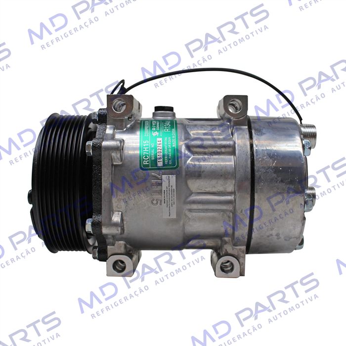 Compressor AA7H15AA Máquina Case Descarga e Sucção Saída Traseira O'ring - 12 Volts Polia 8pk 115mm