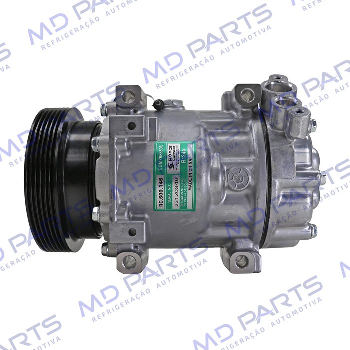 Compressor Modelo Sanden SD7V16 Renault Duster/ Clio/ Megane/ Scenic/ Kangoo/ Logan/ Sandero/ Nissan OEM: 8200802609 - 12 Volts Polia 6pk 125mm