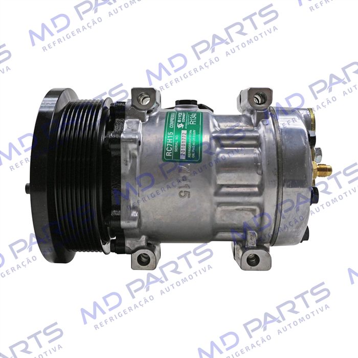 Compressor AA7H15AA Modelo U4769 Máquina Case/ Caterpillar 793F/ 16H/ 24M/ 140K Saída p/ Pressostato - 24 Volts Polia 8pk 153mm OEM: 464-9988/ 163-0872
