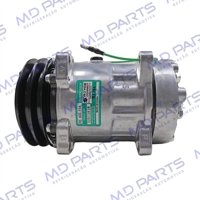 Compressor Modelo 7H15 Máquina Volvo 8 Orelhas Saida Traseira - 24 Volts Polia 2A 132mm OEM: 11412632/ VOE15082742/ 11104419