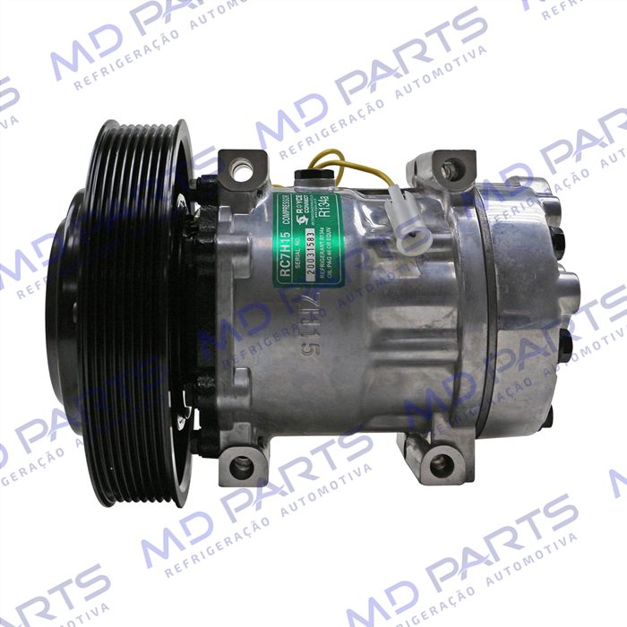 Compressor AB7H15AB 4116U Caminhão Volvo FM/ FMX / FH 2008 Até 2019 - 24 Volts Polia 8pk 174mm OEM: 20587125/ 85000458/ 84094705/ 85000458