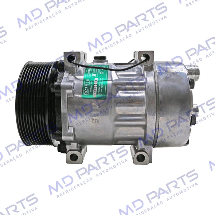 Compressor 7H15 Máquina New Holland P7040/ Trator Case Puma 205 Saída Traseira - 12 Volts Polia 10pk 119mm