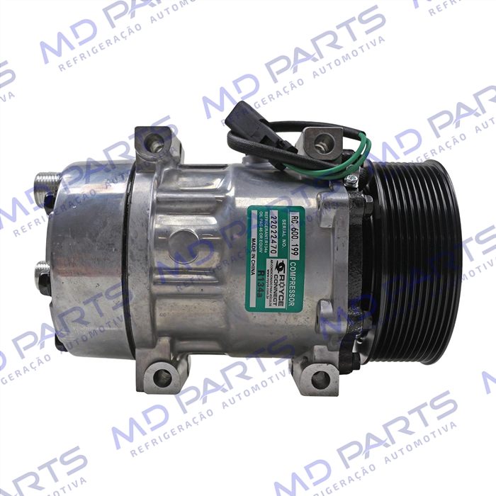 Compressor Modelo AA7H15AA Caminhão Scania 2012> Saída Descarga e Sucção Traseira - 24 Volts Polia 10pk 119mm