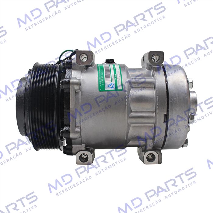 Compressor SANDEN Original 4327 Modelo Flex AA7H15AA Parafuso Passante Saida Traseira O´ring Horizontal Flex - 24 Volts Polia 8pk 123mm 200cc