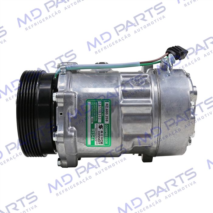 Compressor Modelo Zylinder SD7V16 R134a Volkswagen Golf 2000>/ Audi A3 - 12 Volts Polia 6pk 119mm