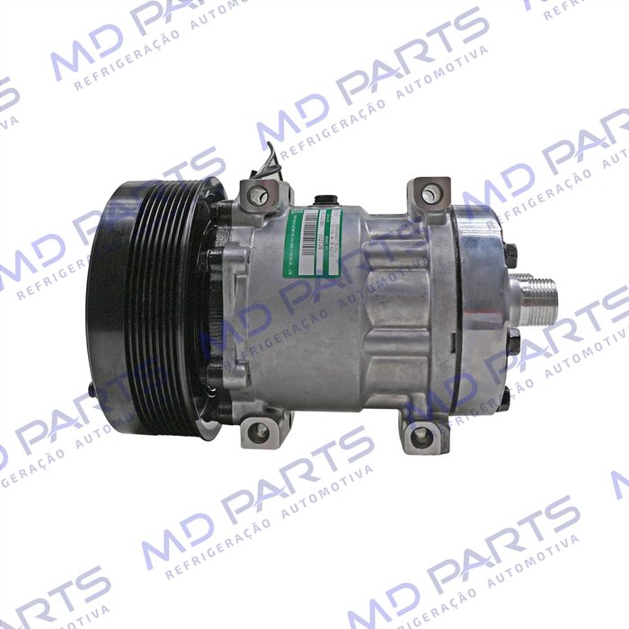 Compressor Sanden Original 7H15 U-4586 / 4768 / Máquina Colheitadeira Case 8800 2013< / 8810 2017> Motor Iveco - 12 Volts Polia 8pk 153mm OEM: 5801558535/ 84279787