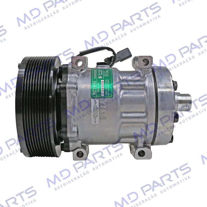Compressor AB7H15AB U-4586/ 4768/ Máquina Colheitadeira Case 8800 2013</ 8810 2017> Motor Iveco/ New Holland T8 - 12 Volts Polia 10pk 153mm OEM: 5801558535/ 84279787