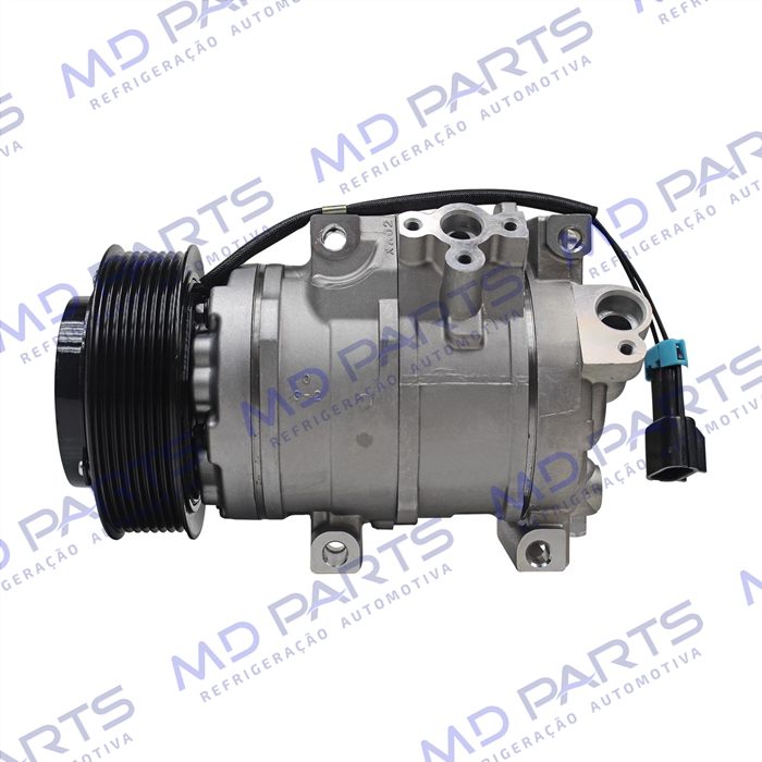 Compressor Modelo Denso 10SRE18C Máquina Retroescavadeira 310K John Deere - 12 Volts Polia 8pk 126mm OEM: RE284680