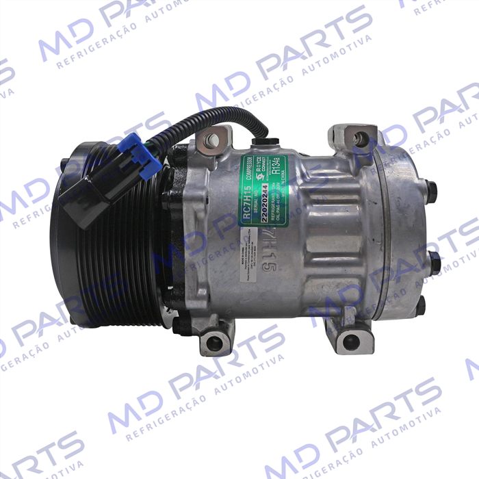 Compressor 6095 AA7H15AA Máquina Escavadeira Caterpillar 320D2 L 2012> - 24 Volts Polia 12pk 128mm OEM: 372-9295