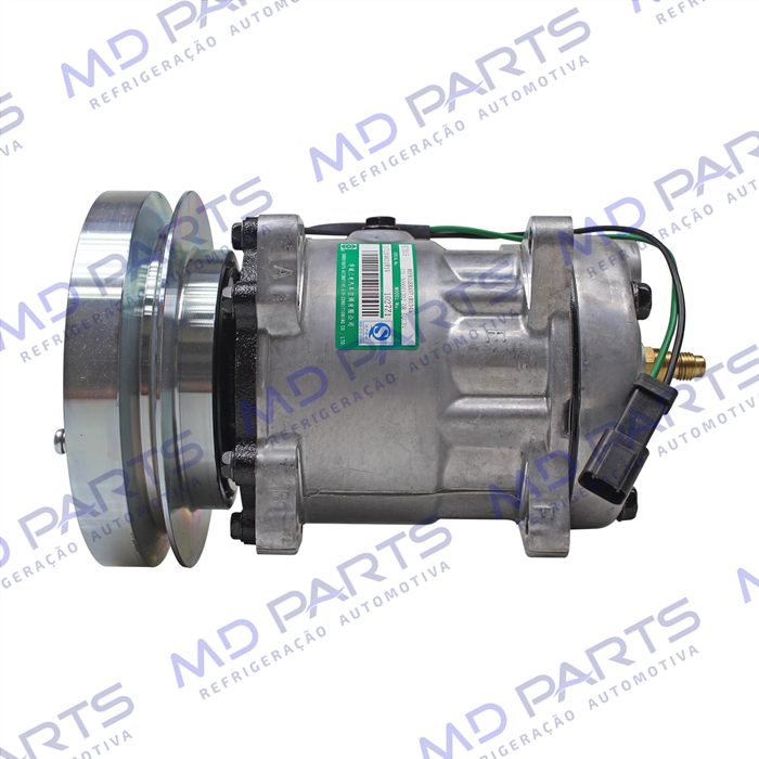 Compressor SANDEN AA7H15AA Máquina Case/ Caterpillar D6R/ 938G Saida p/Pressostato Número Sanden U4604 - 24 Volts Polia Canal 1A 153mm OEM: 106-5122