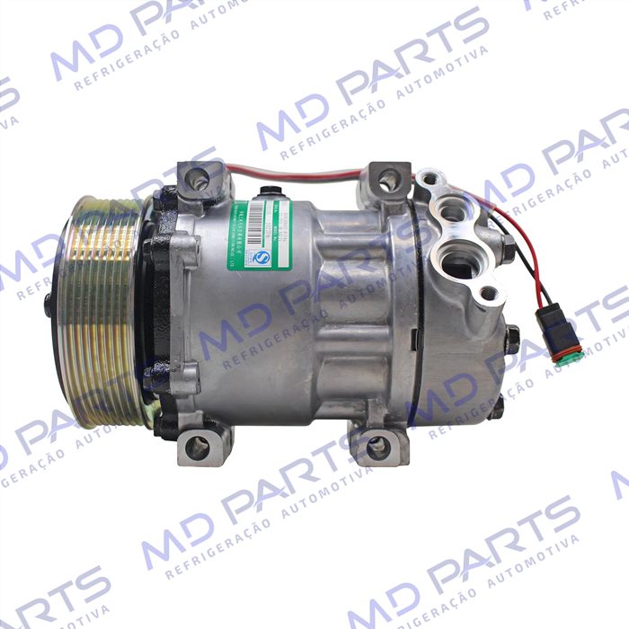 Compressor SANDEN Original 7H15 7980 Caminhão Scania >2007 - 24 Volts Polia 8pk 123mm OEM: 1412263/ 1888034