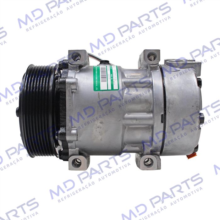 Compressor SANDEN Original AA7H15AA 8290 Caminhão Scania Tração 8x4 2008 Até 2011 Série 5 PGR - 24 Volts Polia 8pk 120mm OEM: 1888033
