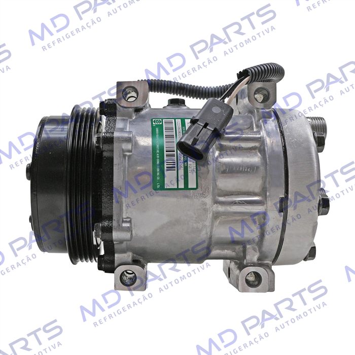 Compressor SANDEN U8173 AA7H15AA Máquina Case 8800 Saída Descarga e Sucção Traseira O'ring - 12 Volts Polia 4pk 115mm OEM: 84448669