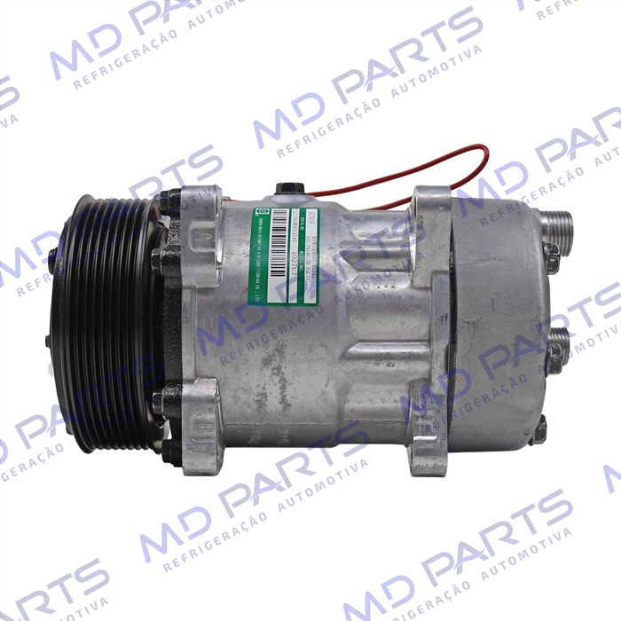 Compressor 7H15 Sanden Original Máquina New Holland 8 Orelhas Descarga e Sucção Traseira O´ring - 12 Volts Polia 8pk 119mm R134a