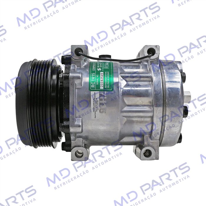 Compressor AB7H15AB SD7465 SD8244 Máquina Valtra T-CVT T195 / Trator Massey Ferguson MF565 - 12 Volts Polia 6pk 123mm OEM: MF4281803M1