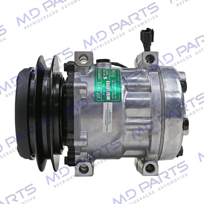 Compressor Modelo 7H13 8925 Máquina Escavadeira Case 350 - 24 Volts Polia 1B 146mm OEM: LC91V00002F2/ LC91V00002F3/ LC91V00002F1
