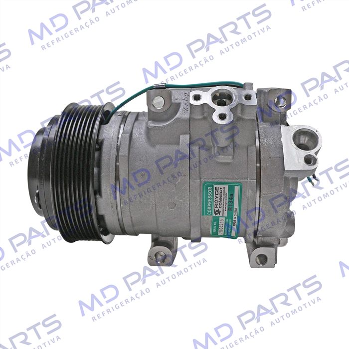 Compressor Modelo Denso 10SRE18C Máquina Pá Carregadeira John Deere 664K/ 744K - 24 Volts Polia 8pk 126mm