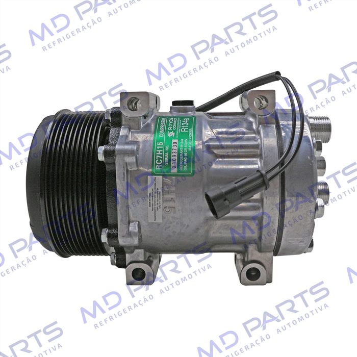 Compressor AA7H15AA 6020 Máquina Trator New Holland T7/ Case Puma/Maxxum - 12 Volts 10pk 119mm OEM: 87709773/ 87300121/ 48033714