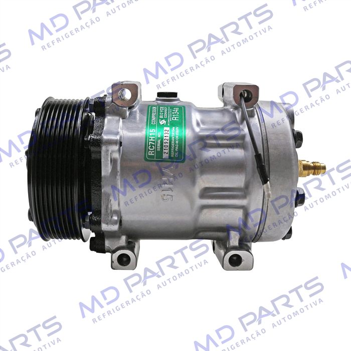 Compressor Modelo AA7H15AA Máquina Caterpillar Retroescavadeira 416/ 420/ 422/ 424 - 12 Volts Polia 8pk 123mm OEM: 395-2123/ 299-2212/ 300-4277
