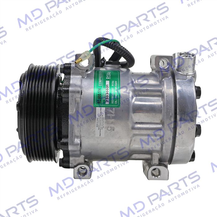 Compressor AA7H15AA Pá Carregadeira Liebherr L580 Parafuso Passante Saida Vertical - 24 Volts Polia 8pk 119mm OEM: 10116769