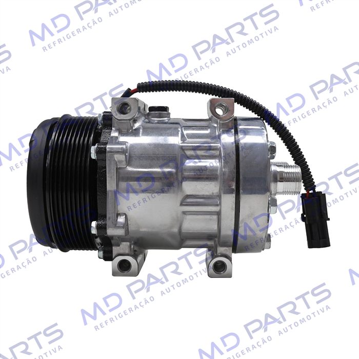 Compressor Modelo 7H13 Máquina Colheitadeira New Holland TC4.90/ TC5.70/ TC5.80/ TC5.90/ CR 5.85 - 12 Volts 8pk 123mm OEM: 47805303