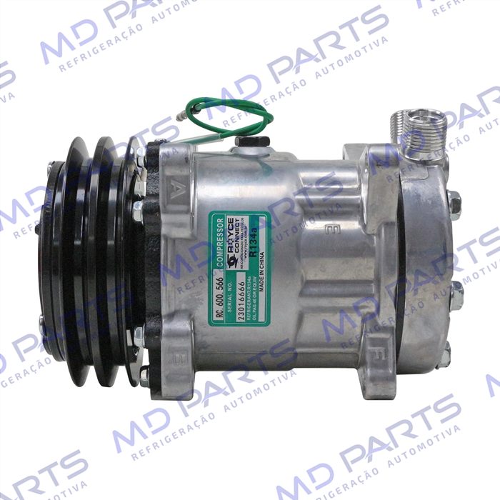 Compressor Modelo BB7H15BB 8 Orelhas Saida Vertical 200cc Máquina New Holland / Máquina Empilhadeira Kalmar DRF450 R134a - 24 Volts Polia 2A 132mm