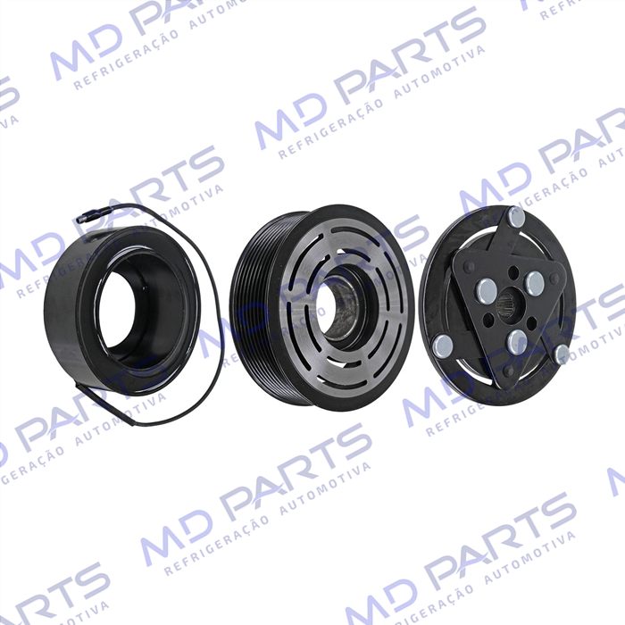 Conjunto de Embreagem do Compressor Sanden 7H15 Eixo Estriado 12 Volts Polia 8PK 106mm