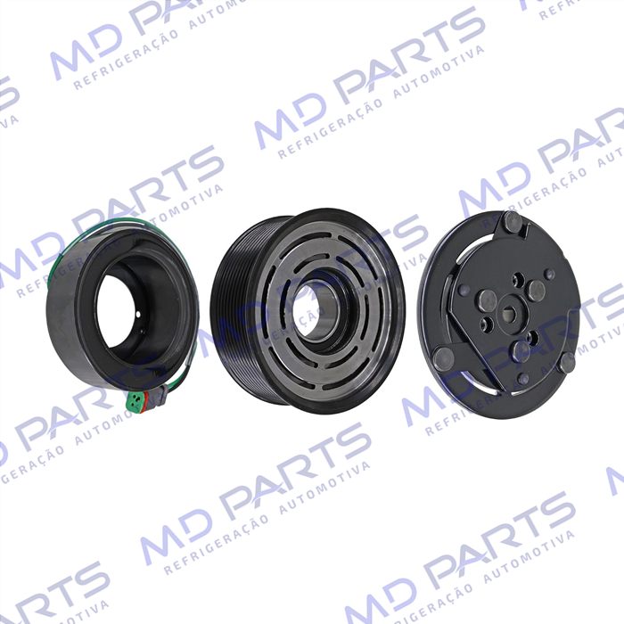 Conjunto de Embreagem do Compressor Sanden RC.600.290 7H15 - 24 Volts Polia 10pk 124mm Magnético 2 Fios